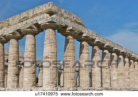 Greek Temples in Campania, Italy: Basilica aka Temple of Hera I, detail view View Large Photo Image Stock Photography - Greek Temples in Campania, Italy: Basilica aka Temple of Hera I, detail view. Fotosearch