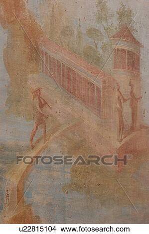 Picture - House of the Small Fountain, detail, fresco on wall. Fotosearch