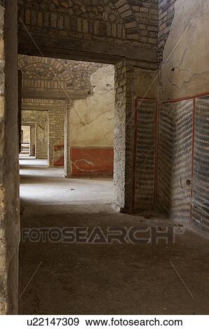 In the shadow of Vesuvius, the ruins of the Imperial Villa of Oplontis - detail of frescoes along corridor of guest rooms View Large Photo Image Stock Photo - In the shadow of Vesuvius, the ruins of the Imperial Villa of Oplontis - detail of frescoes along corridor of guest rooms. Fotosearch
