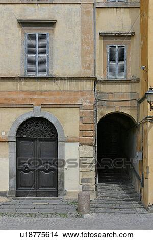 Medieval street detail, old house and stairs, Bolsena View Large Photo Image Picture - Medieval street detail, old house and stairs, Bolsena. Fotosearch
