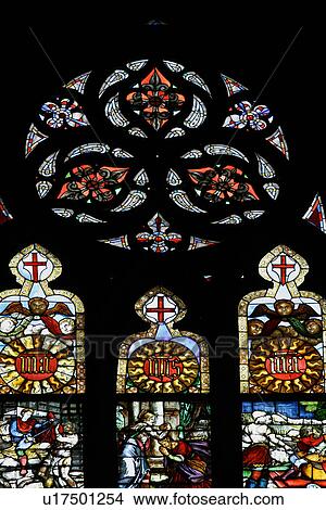 Picture - Milan Duomo, Detail of stained glass windows. Fotosearch
