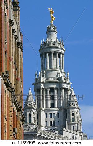 Stock Photography - Municipal Building detail of towers. Fotosearch