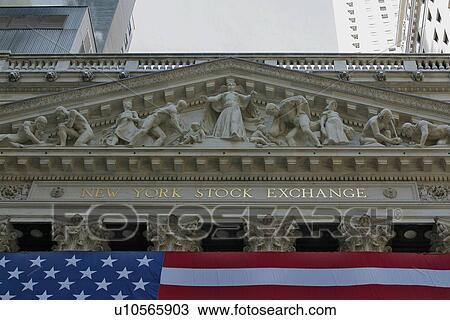 New York Stock Exchange facade detail with flag View Large Photo Image Stock Image - New York Stock Exchange facade detail with flag. Fotosearch