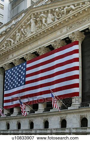New York Stock Exchange facade detail with flag View Large Photo Image Stock Photo - New York Stock Exchange facade detail with flag. Fotosearch