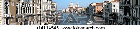 Stock Photography -  Panorama of the Grand Canal, view towards Santa Maria della Salute. Fotosearch