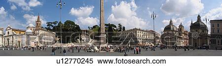 Stock Photography - Panorama view with Santa Maria di Montesanto and Santa Maria dei Miracoli churches. Fotosearch