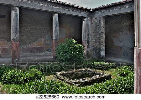 Stock Image - Peristyle and garden in House of Dioscuri. Fotosearch
