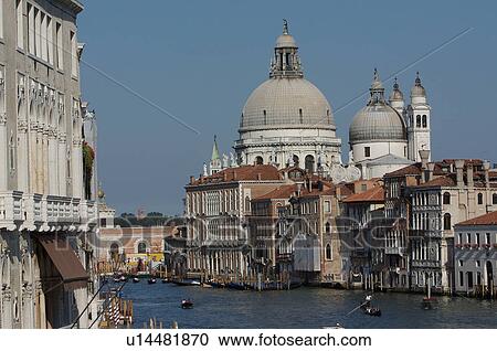 Stock Image - Santa Maria della Salute and view of Grand Canal, from Accademia bridge. Fotosearch