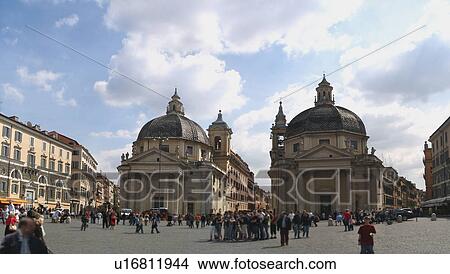 Santa Maria di Montesanto and Santa Maria dei Miracoli churches View Large Photo Image Picture - Santa Maria di Montesanto and Santa Maria dei Miracoli churches . Fotosearch
