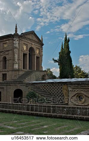 Stock Photo - Scarzuola Gardens and Architecture, Theatre of the Bees, with the Eye of Atteone. Fotosearch
