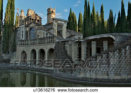 Stock Photograph - Scarzuola Gardens and Architecture, Aquatic Theatre. Fotosearch