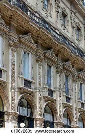 Stock Photography - Shop fronts in Galleria Vittorio Emmanuele, Milan. Fotosearch