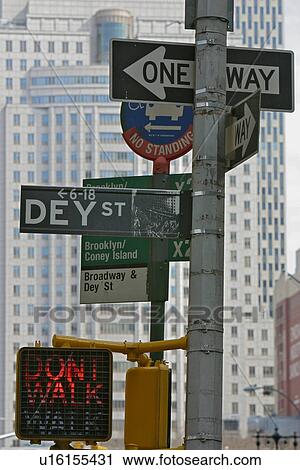 Stock Image - Street signs, Broadway and Dey. Fotosearch