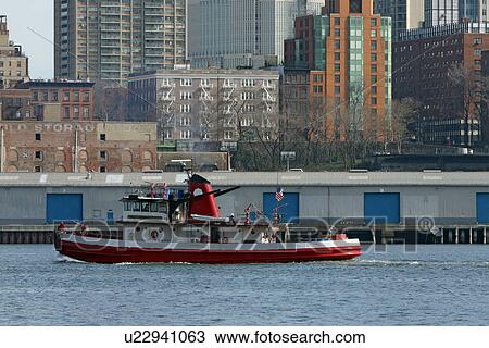 Stock Image - Tugboat, from Pier 17, South Street Seaport. Fotosearch