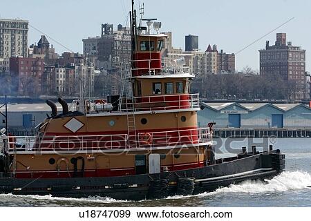Stock Photo - Tugboat, from Pier 17, South Street Seaport. Fotosearch