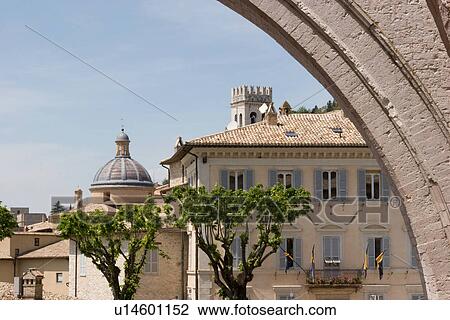 View of Piazza of Santa Chiara, Assisi, looking through lateral flying buttresses of the church View Large Photo Image Stock Image - View of Piazza of Santa Chiara, Assisi, looking through lateral flying buttresses of the church. Fotosearch