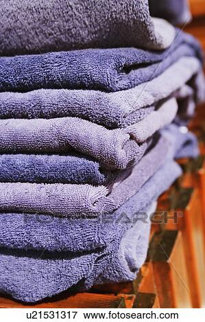 Close-up of a stack of towels View Large Photo Image Stock Photo - Close-up of a stack of towels. Fotosearch