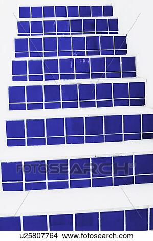 Close-up of blue tiles on steps View Large Photo Image Picture - Close-up of blue tiles on steps. Fotosearch