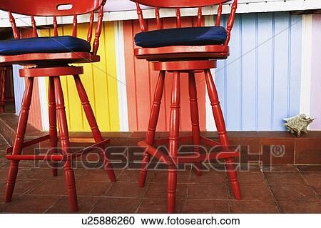 Stock Image - Close-up of two empty chairs. Fotosearch