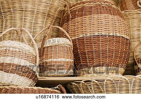 Close-up of wicker baskets View Large Photo Image Stock Photograph - Close-up of wicker baskets. Fotosearch