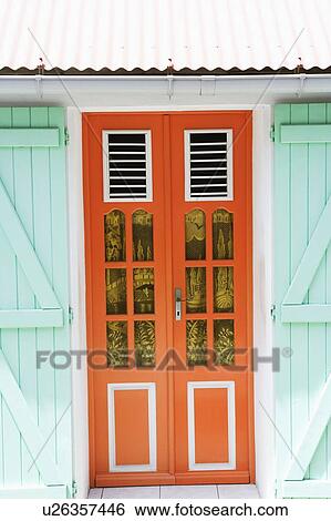 Stock Photograph - Closed door of a house. Fotosearch