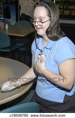Stock Photography - Close up of a woman with Downs Syndrome.. Fotosearch