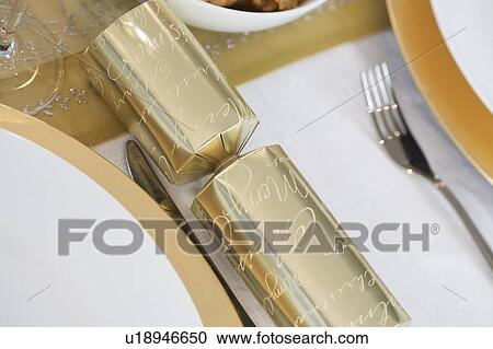 Stock Image - A Christmas place setting. Fotosearch