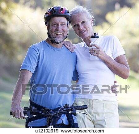 Stock Photo - A senior couple keeping fit. Fotosearch