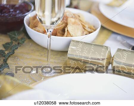 A table set for Christmas dinner View Large Photo Image Stock Photo - A table set for Christmas dinner. Fotosearch