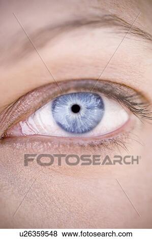 Stock Photo - A woman's blue eye with makeup. Fotosearch