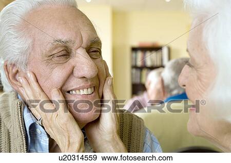 Stock Photo - An elderly couple in a retirement home. Fotosearch