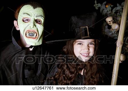 Children in scary Hallowe'en costumes View Large Photo Image Stock Image - Children in scary Hallowe'en costumes. Fotosearch