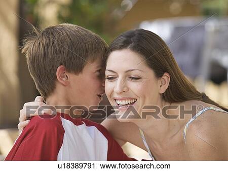 Stock Image - Mother and her young son, close-up. Fotosearch