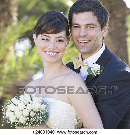 Stock Image - Portrait of a bride and groom. Fotosearch