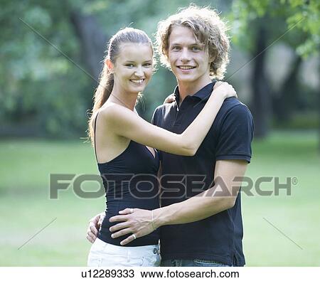 Stock Image - Portrait of a teenage couple. Fotosearch