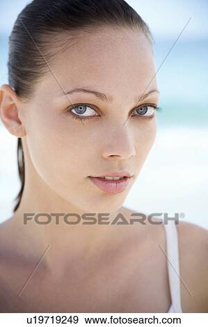 Portrait young woman's face View Large Photo Image Stock Photo - Portrait young woman's face. Fotosearch