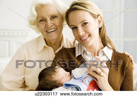 Stock Photo - Three generations of a family. Fotosearch