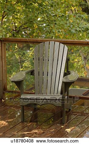 Adirondack Chair on Deck View Large Photo Image Stock Photo - Adirondack Chair on Deck. Fotosearch