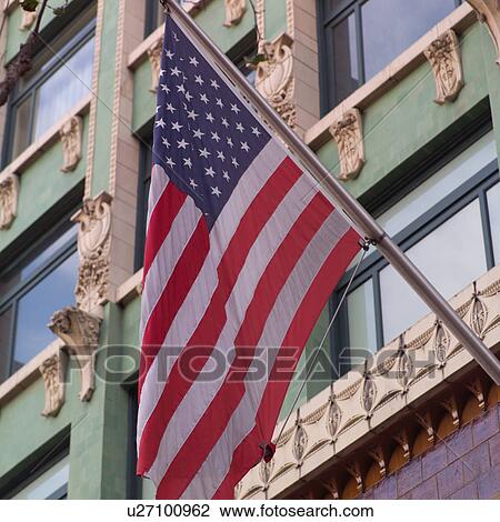 American Flag on Building in San Francisco View Large Photo Image Stock Image - American Flag on Building in San Francisco. Fotosearch