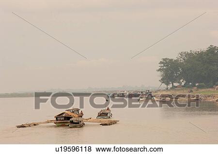 Boats on the Irrawaddy River View Large Photo Image Stock Photo - Boats on the Irrawaddy River. Fotosearch