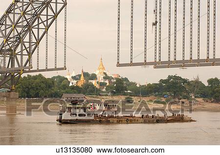 Bridge being constructed over the Irrawaddy River View Large Photo Image Stock Image - Bridge being constructed over the Irrawaddy River. Fotosearch