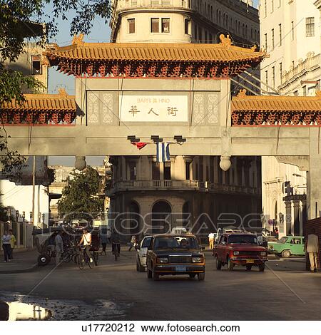 Stock Image - Cars on a street, Havana, Cuba. Fotosearch