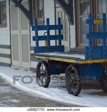 Stock Image - Churchill Northern Manitoba Cart outside Churchill Train Station. Fotosearch