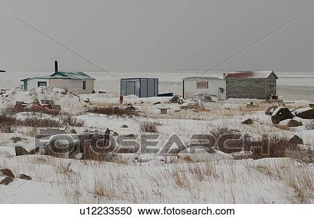 Churchill Northern Manitoba town and surroundings Huts on shore View Large Photo Image Stock Image - Churchill Northern Manitoba town and surroundings Huts on shore. Fotosearch