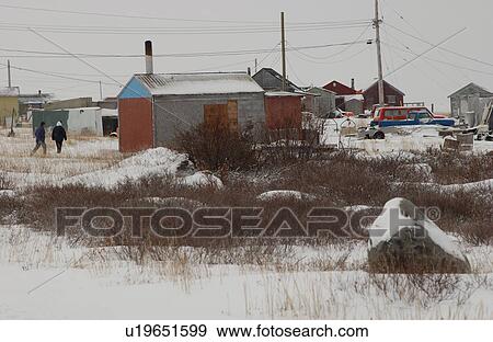 Stock Photo - Churchill Northern Manitoba town and surroundings Huts. Fotosearch