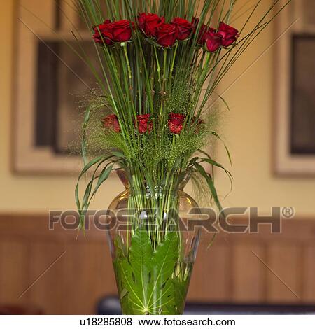 Stock Photo - Dublin, Ireland - Vase of Roses. Fotosearch