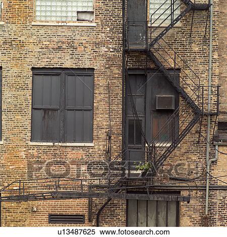 Fire escape of a building View Large Photo Image Stock Photography - Fire escape of a building. Fotosearch