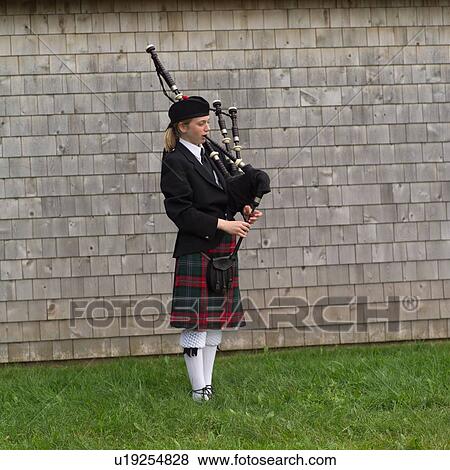 Girl Playing Bagpipes View Large Photo Image Stock Photo - Girl Playing Bagpipes. Fotosearch