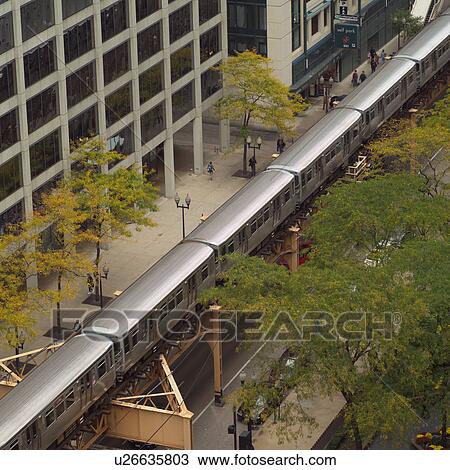 High angle view of a CTA Train running on tracks View Large Photo Image Stock Image - High angle view of a CTA Train running on tracks. Fotosearch