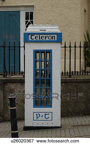 Stock Photo - Ireland - Telephone Booth on Street. Fotosearch